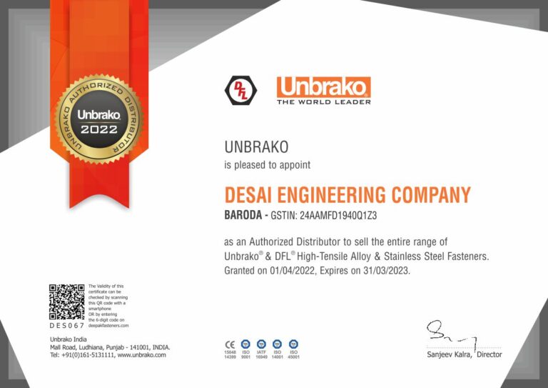 Desai Engineering Company - Authorized Unbrako Distributor